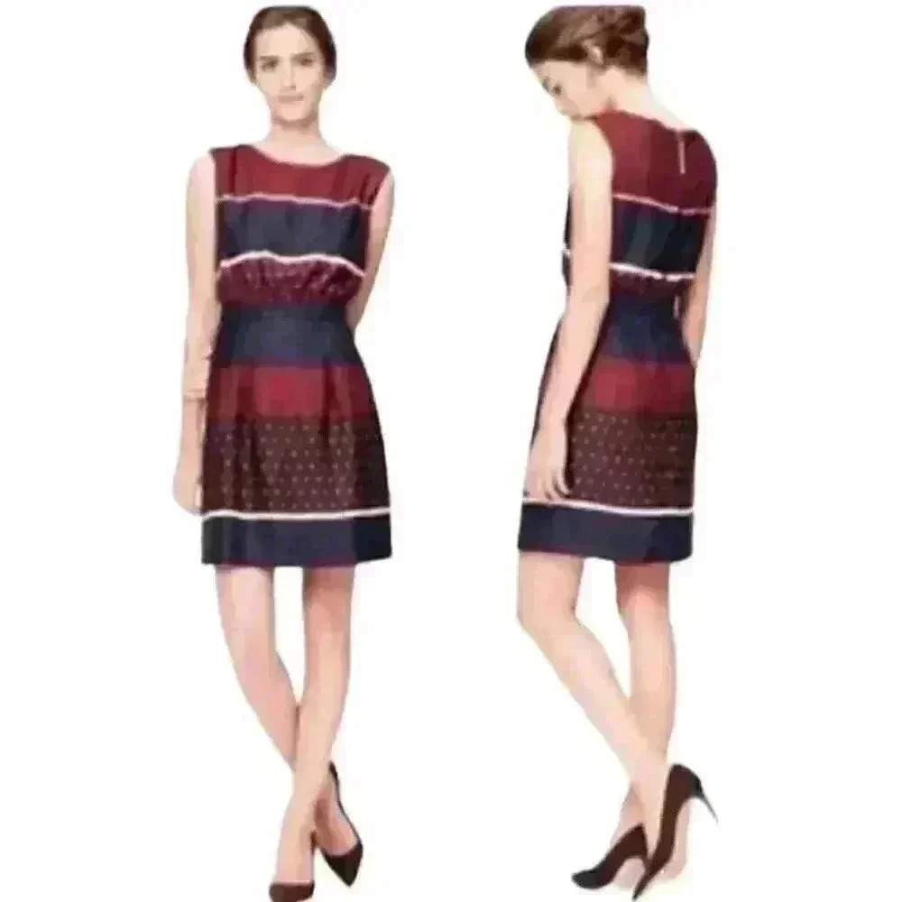 LOFT Striped Sleeveless Fit & Flare Dress Size 8